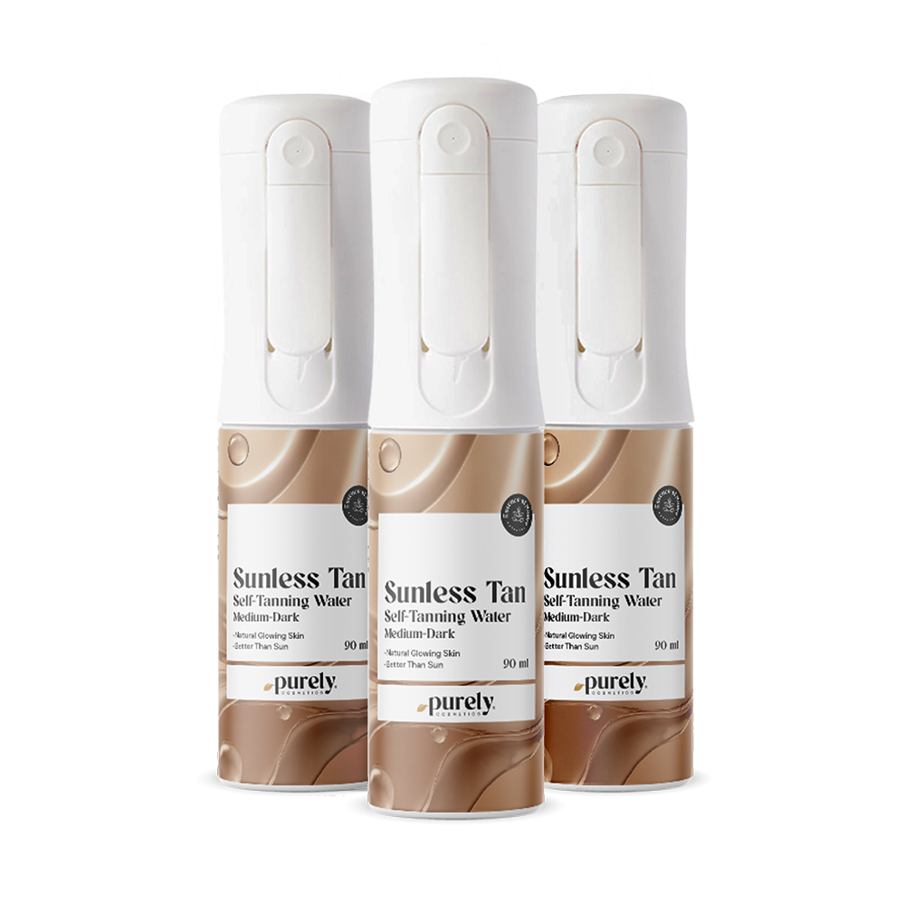 3x Sunless Tan – spray autobronzant pentru corp (Medium–Dark), total 270 ml